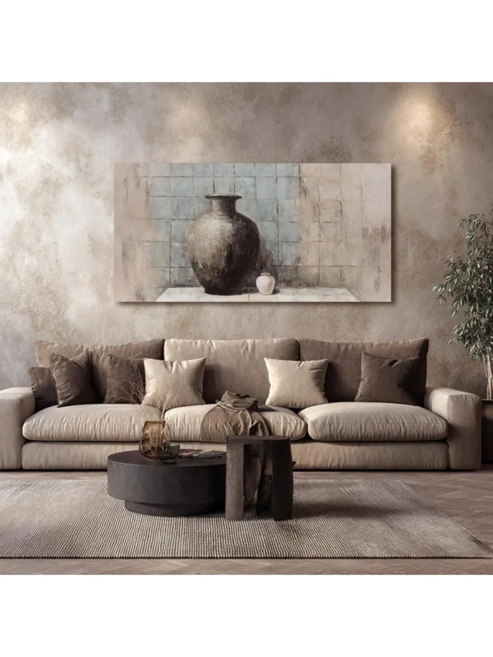Vintage Abstract Still Life Canvas Art - Textured Framed Wall Decor 20